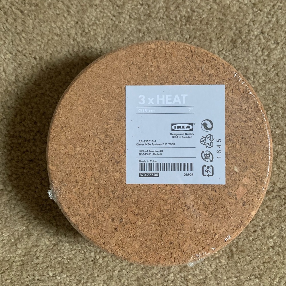 3 Pack IKEA cork trivet set